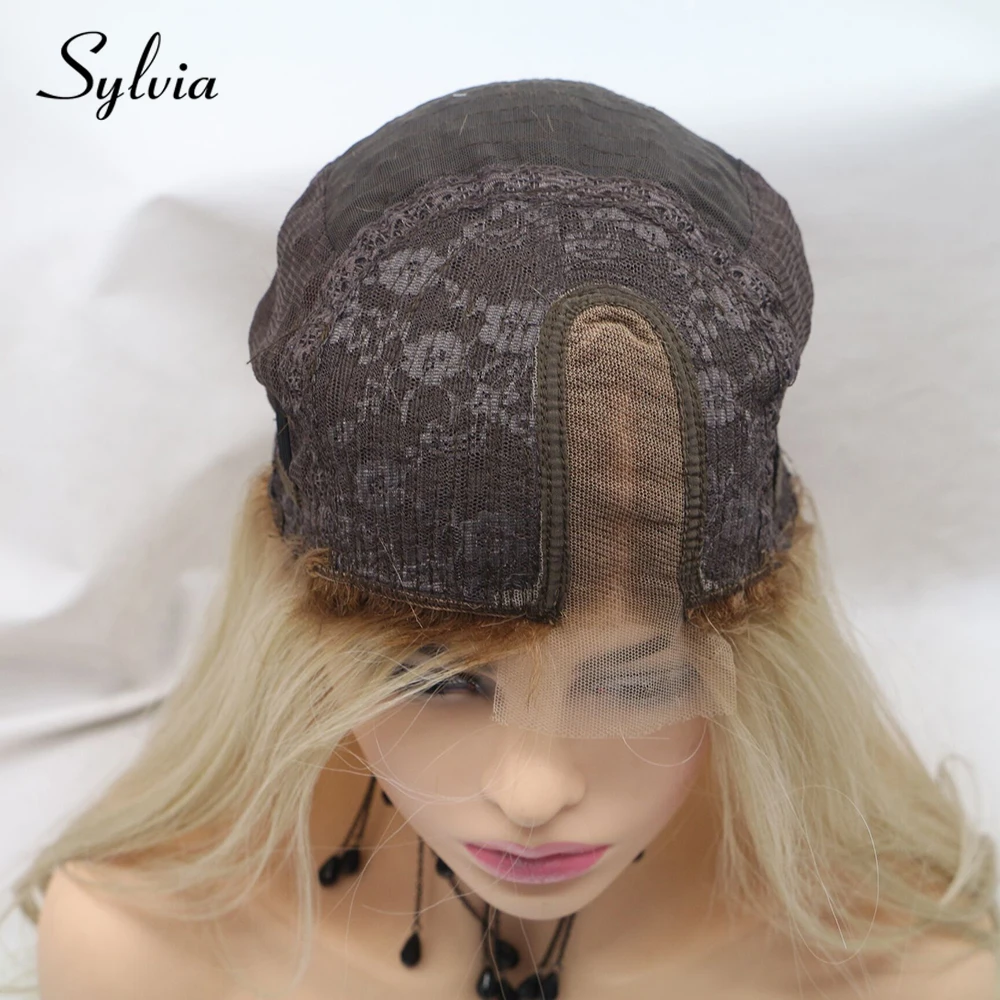 Sylvia Blonde 2 T Ombre шелковистые прямые синтетические парики с u-образной частью, коричневые корни, натуральные волосы, изготовленные из термостойкого волокна