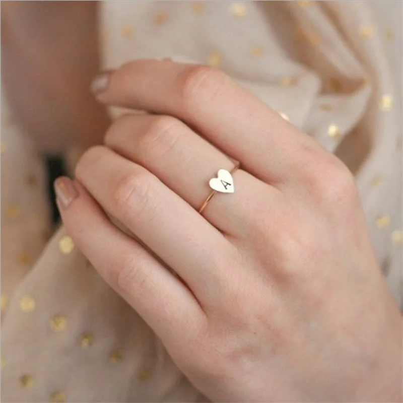 Hot Sale Letter Ring For Women Jewelry Fashion A To Z Full Alphabet Heart Shape Female Couple Gifts Anello donna | Украшения и
