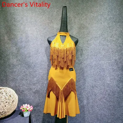 dress as Photo Костюм для латинских танцев для взрослых, платье с кисточками, Румба, Самба, танго, ча-ча, танцевальная одежда для выступлений, сценическая одежда - Цвет: dress as Photo