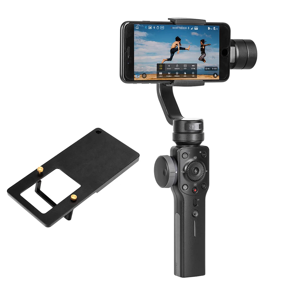 Zhiyun Smooth 4 Карманный 3-осевой зумом ручной карданный стабилизатор для iPhone X 8P 8 samsung S9 S8 huawei P20 Xiaomi 6 - Цвет: Black with Adapter