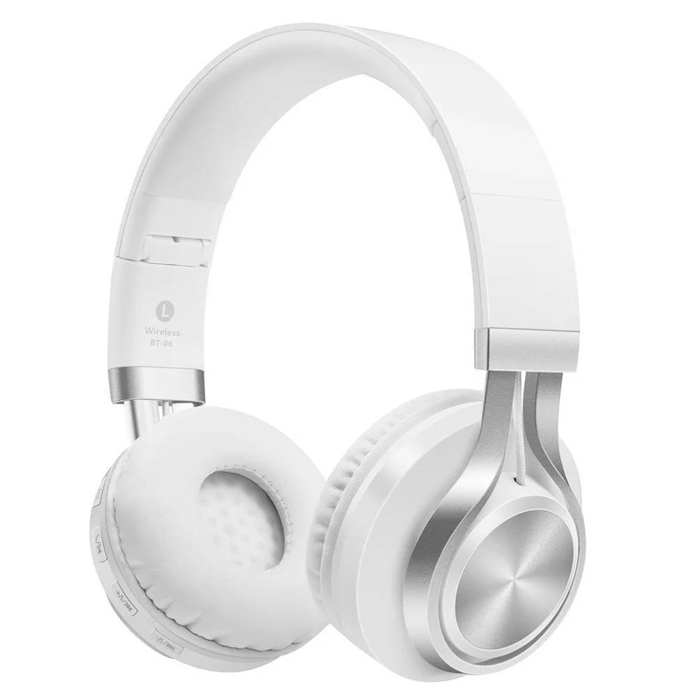 Белый BT-08 беспроводные наушники Bluetooth гарнитура складные наушники регулируемые наушники с микрофоном для ПК мобильного телефона Mp3 - Цвет: Белый