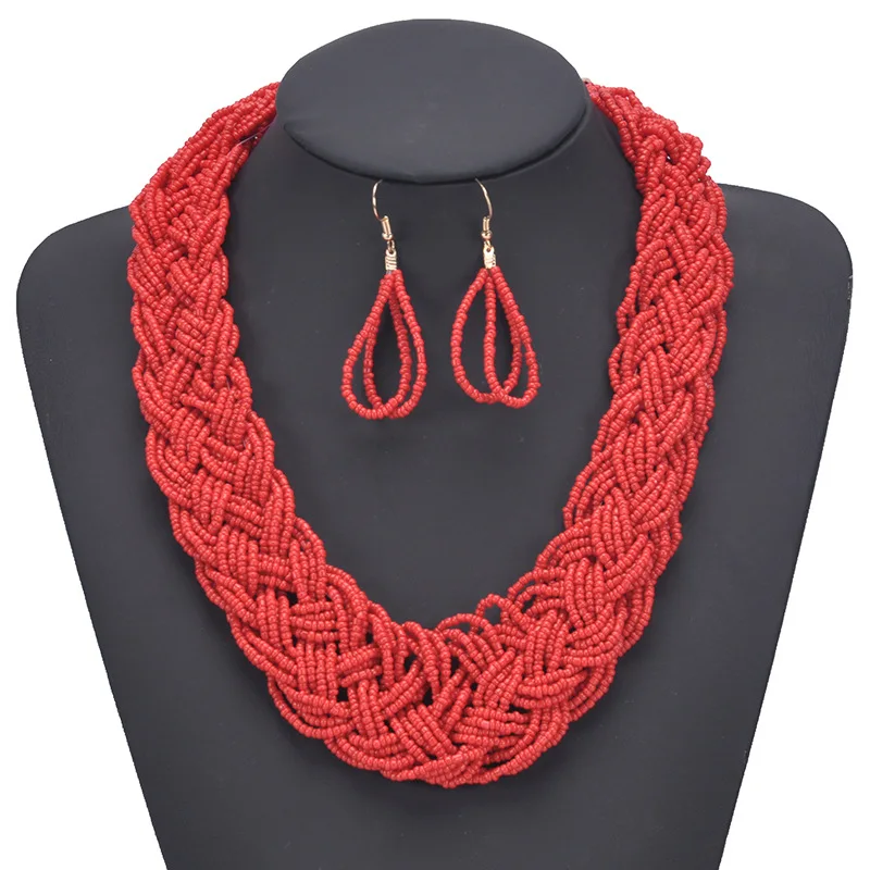 Heeda 2018 Новый Бохо ручная работа бисер женское ожерелье серьги набор винтажный