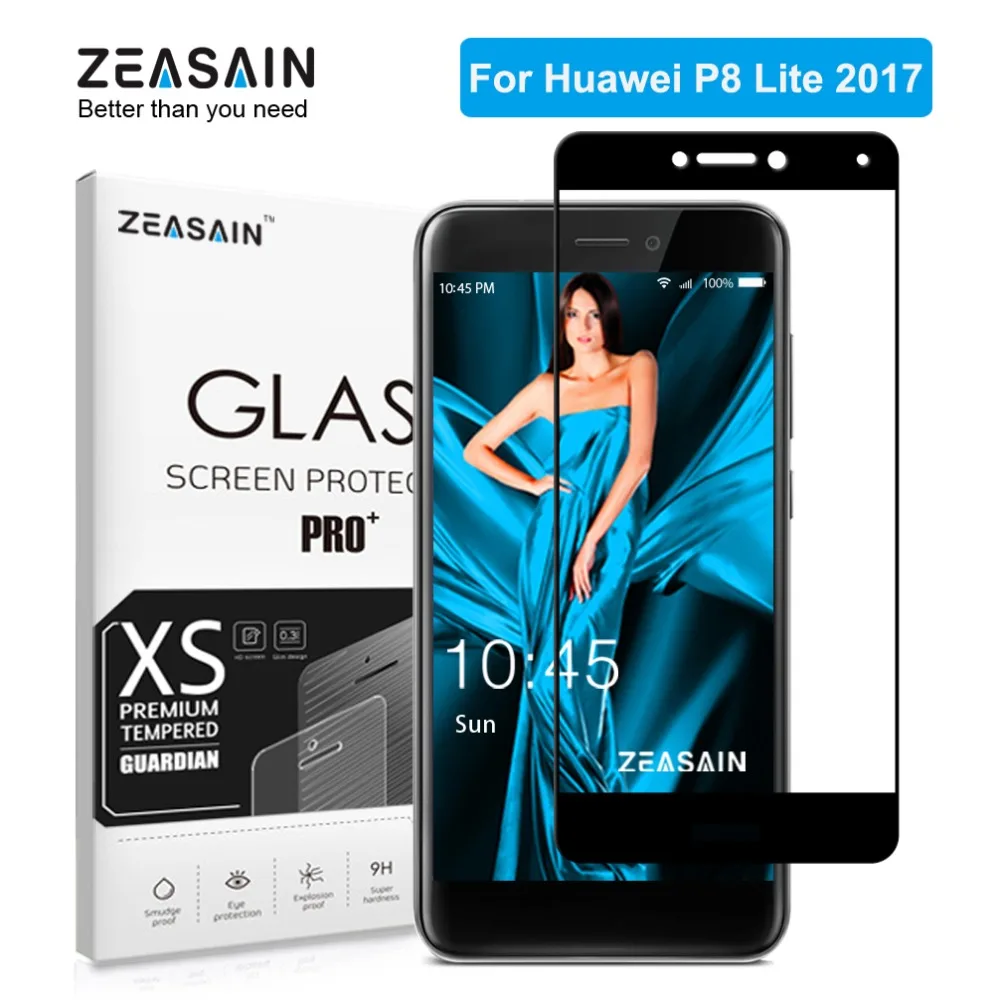 

Original ZEASAIN Full Cover Tempered Glass for Huawei P8 Lite P8Lite 2017 Screen Protector 2.5D 9H Toughened Safety Glass Film
