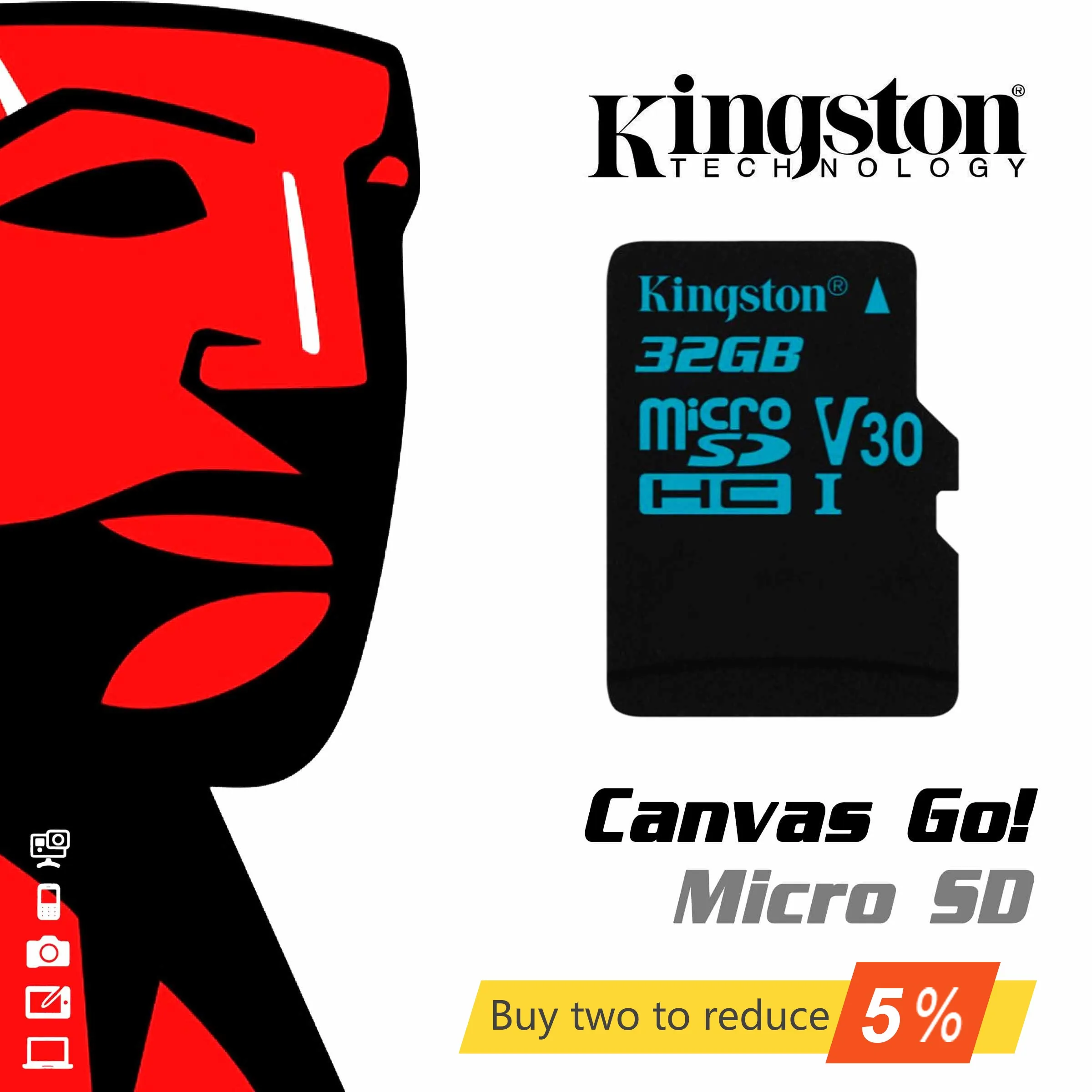 Карта памяти Kingston Digital 32 ГБ 64 microSDHC Canvas карта скорости класс 10 флеш память (SDCG2/32