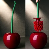1pc cute cherry shaped toilet brush holder set bathroom cleaning kit cleaner creative household toilet cleaning brushes