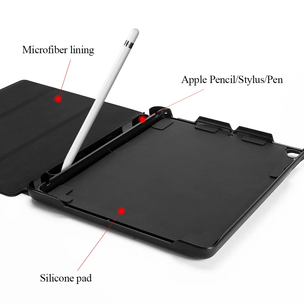 Чехол для iPad 2017/2018 9 7 дюйма с подставкой бабочкой стилусом карандашом + отделением