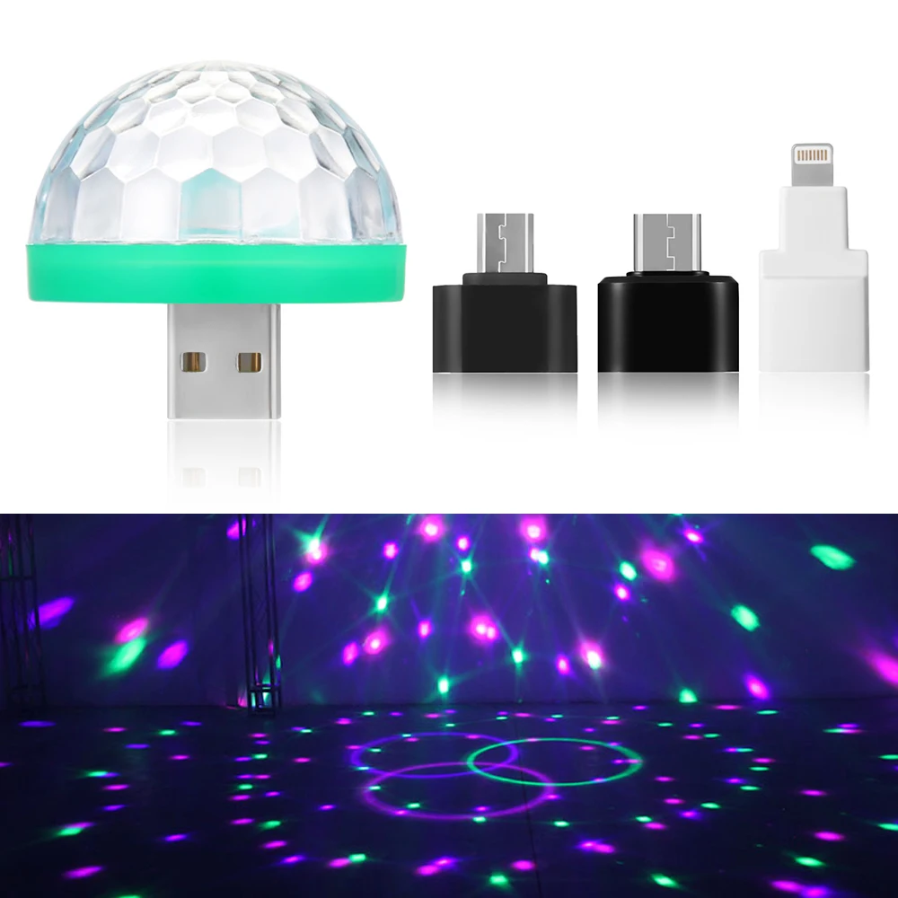 1 изделие, стильная мини-автомобиль USB атмосферный свет DJ RGB Красочная музыкальная резонаторная лампа для USB-C телефон музыкальный Управление магический шар