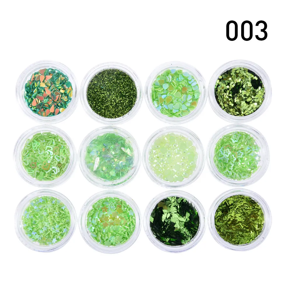 003 Fulljion 12 Mixed Flake Chunky Body Glitter Nail Face Eye Shadow Sequins Festival Decorations Adhesive Temporary Tattoos Sticker - Цвет: 003
