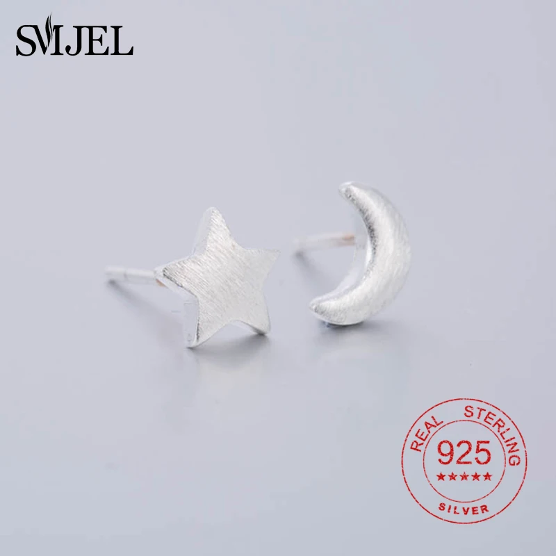 Серьги гвоздики SMJEL с матовой Луной и звездами для женщин девушек модные
