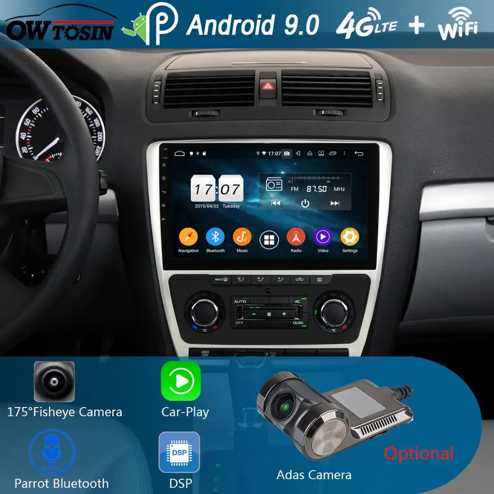 Автомобильный DVD-плеер 10 1 &quotIPS 8Core 4G + 64G Android 9 0 для Skoda Octavia A5 2007 2008 2009 2010 2012 2013 2014 GPS