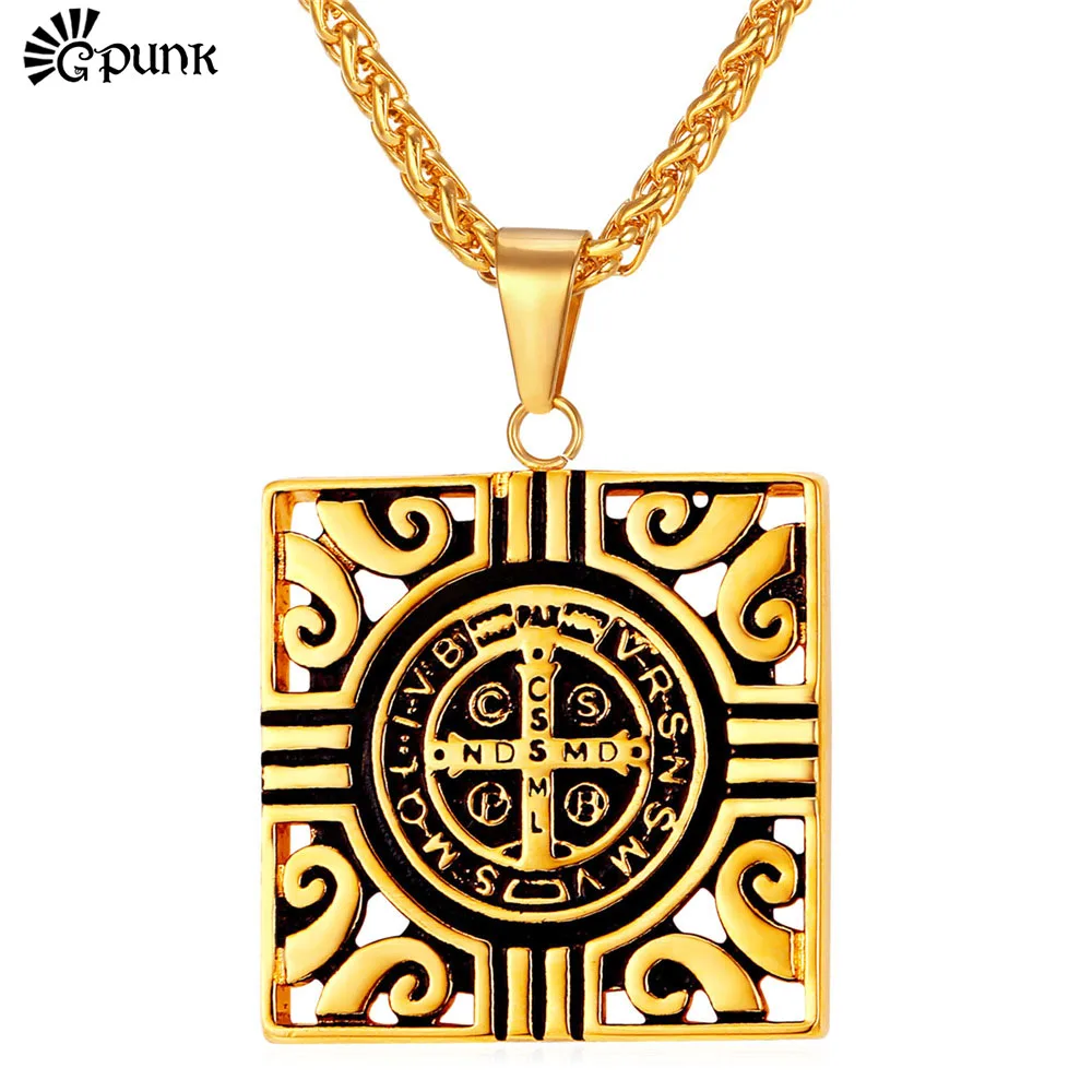 Квадратный ожерелья с тотемом и кулоны из нержавеющей стали для Для мужчин