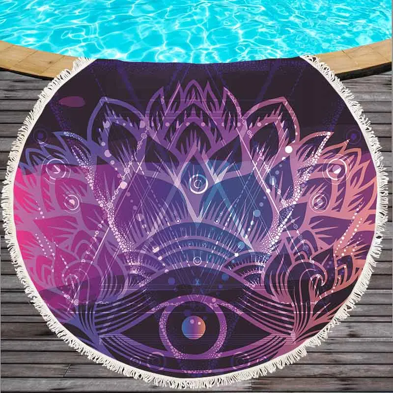 Пляжное полотенце из микрофибры Круглый TMandala 150 см настенный гобелен с