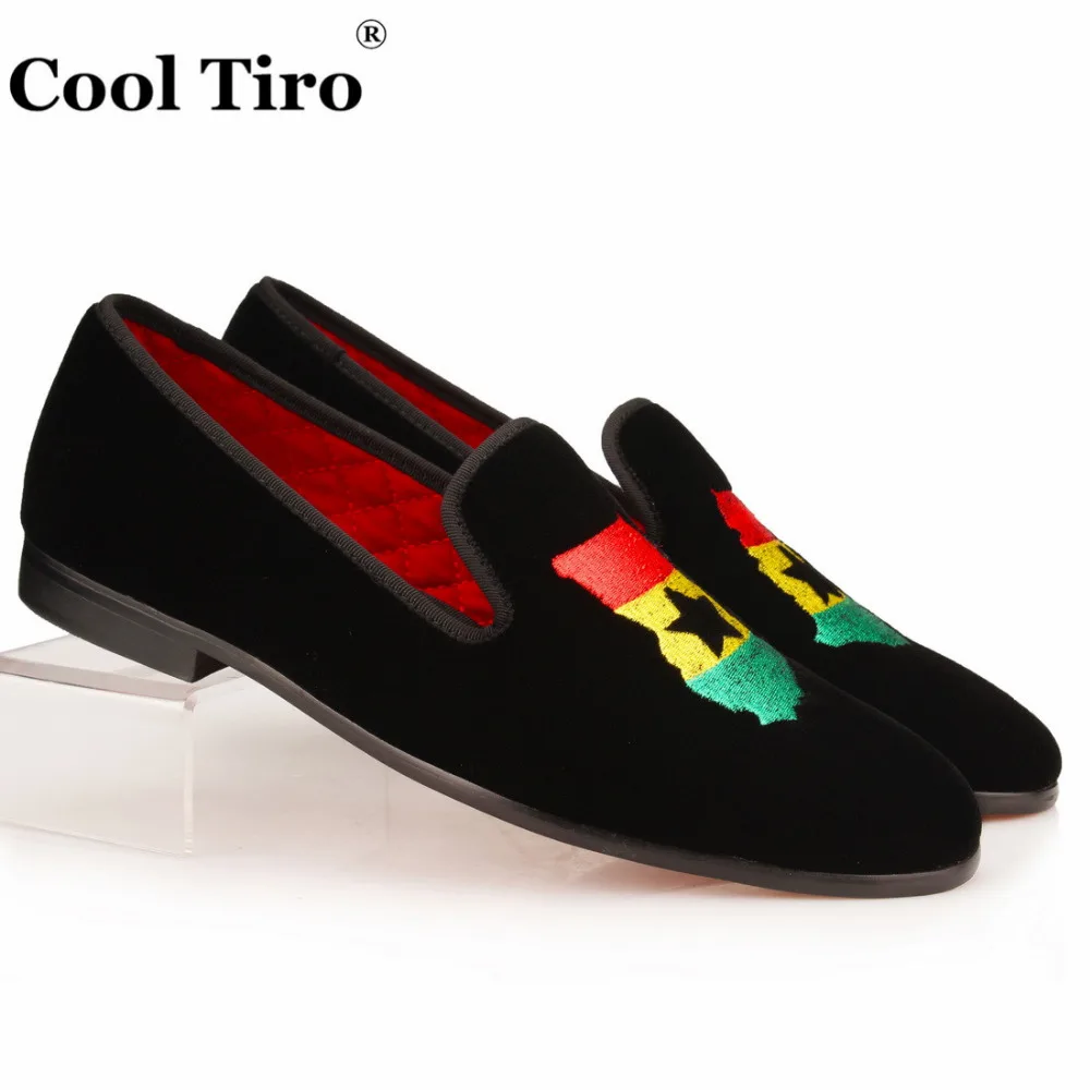 Мокасины мужские с вышивкой и картой Формальные туфли лоферы бархатная