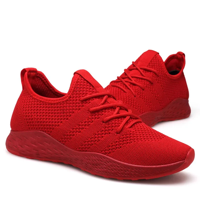 Мужские кроссовки из дышащей ткани Красные на шнурках для тенниса 44 | Обувь