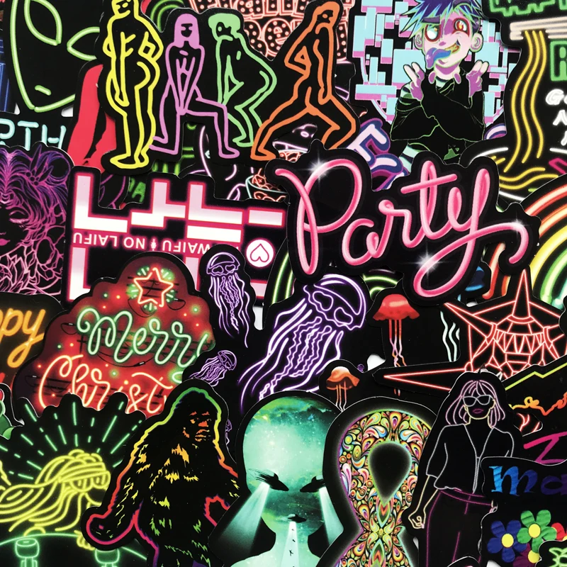 100 шт. неоновые светильник йки аниме иконы животные милые наклейки подарки для