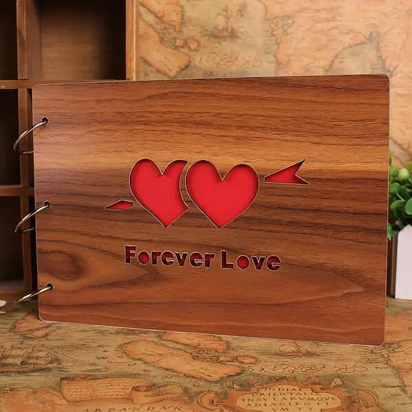2016 Handmade Wood Wedding Photo Album Creative Baby Grow Albums Gift Black Card Personalized DIY 10 pages Quality Family ablum | Дом и сад