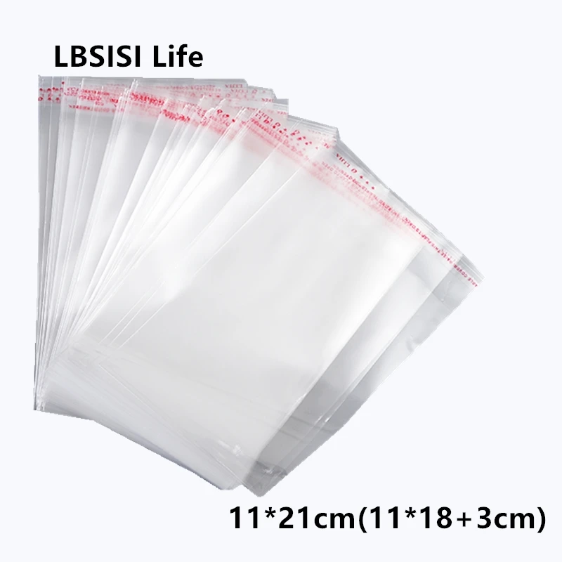 LBSISI Life 500 шт. 11*21 см прозрачный упаковочный пакет самоклеящийся Пластиковый OPP