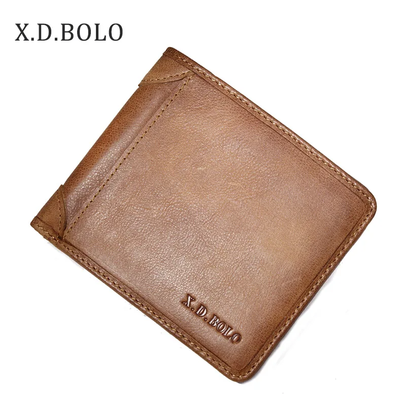 Brown-1 X. D. BOLO, натуральная кожа, короткий кошелек, Ретро стиль, коровья кожа, повседневный мужской кошелек, кошелек, стандартные Держатели, кошельки - Цвет: Brown-1