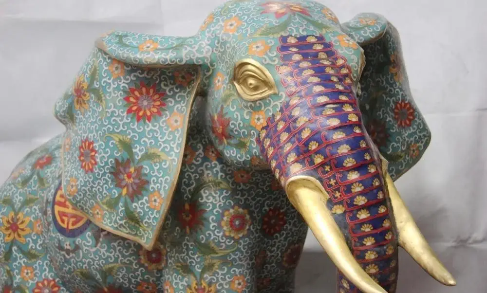 Китайский дворец Бронза Медь cloisonne благоприятный Счастливый Слон мира статуя
