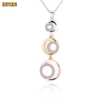 mix color round circles long pendant necklace for women crystal moon and sun girl long necklace 2018 new christmas party gift