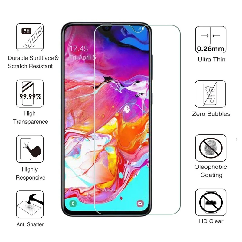 Защитное стекло закаленное 9H для Samsung Galaxy A70 A50 A40 A30 A20 A10 M30 M20 M10 2019 A6 A8 A9 2018|Защитные