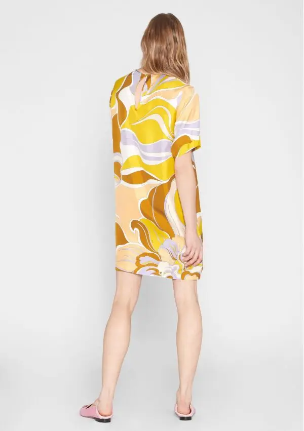 EFATZP New Fashion Printed Short Sleeve Colour-impact Elastic Knitted Slim Dress for Women | Женская одежда