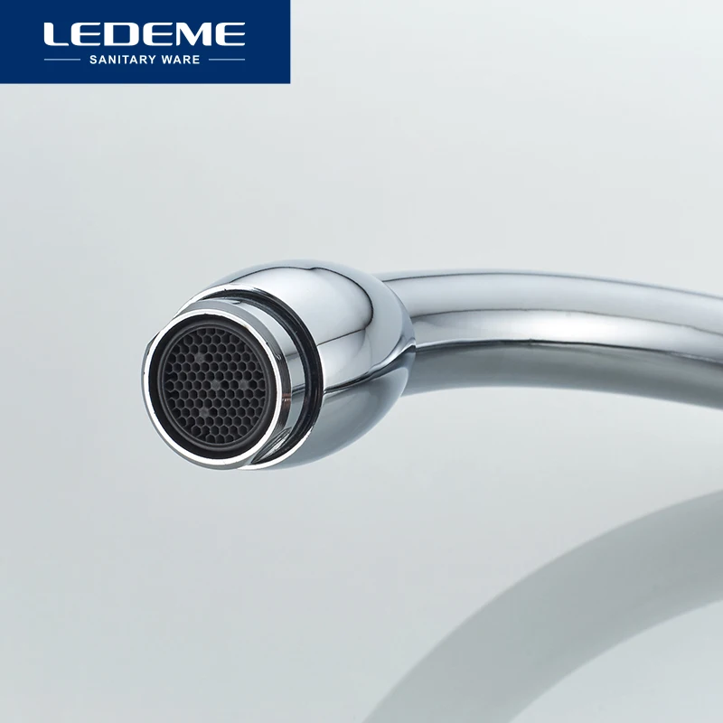 LEDEME кухонный смеситель хромированный полированный для раковины с одной ручкой