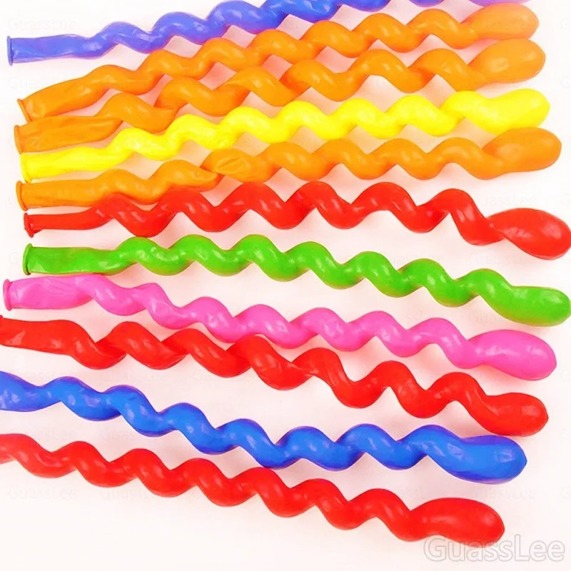 100 шт латексные спиральные надувные шарики винтовые скрученные воздушные шары