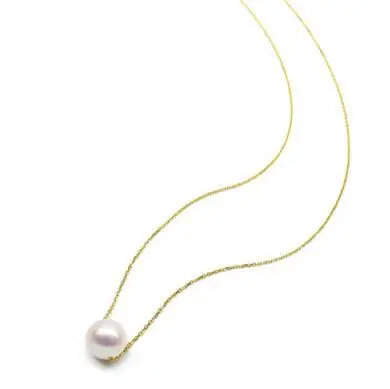Ожерелье из желтого золота 8-9 мм натуральный белый жемчуг акоя 18 К | Украшения и