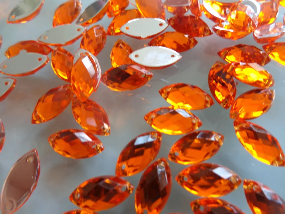 Пришивные стразы оранжевого цвета Акриловые Кристаллы в форме пупка 6*12 мм