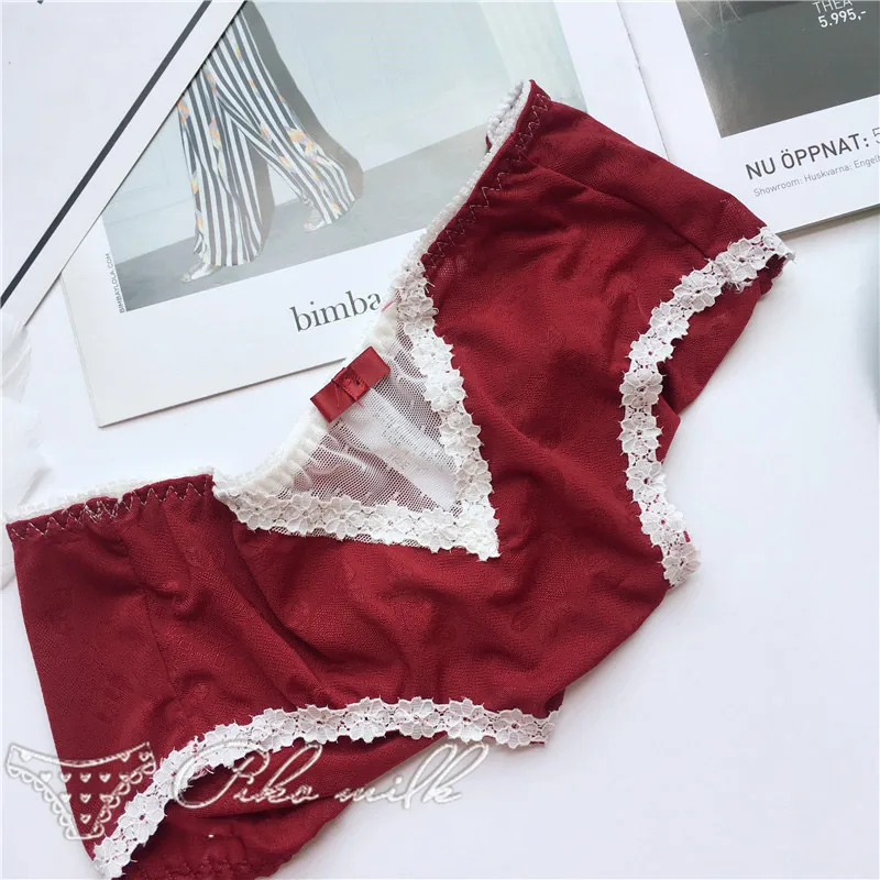 wine red SP& CITY милые прозрачные трусики, хлопковое бесшовное кружевное женское нижнее белье, женские модные трусы, цветочное Сексуальное белье - Цвет: wine red