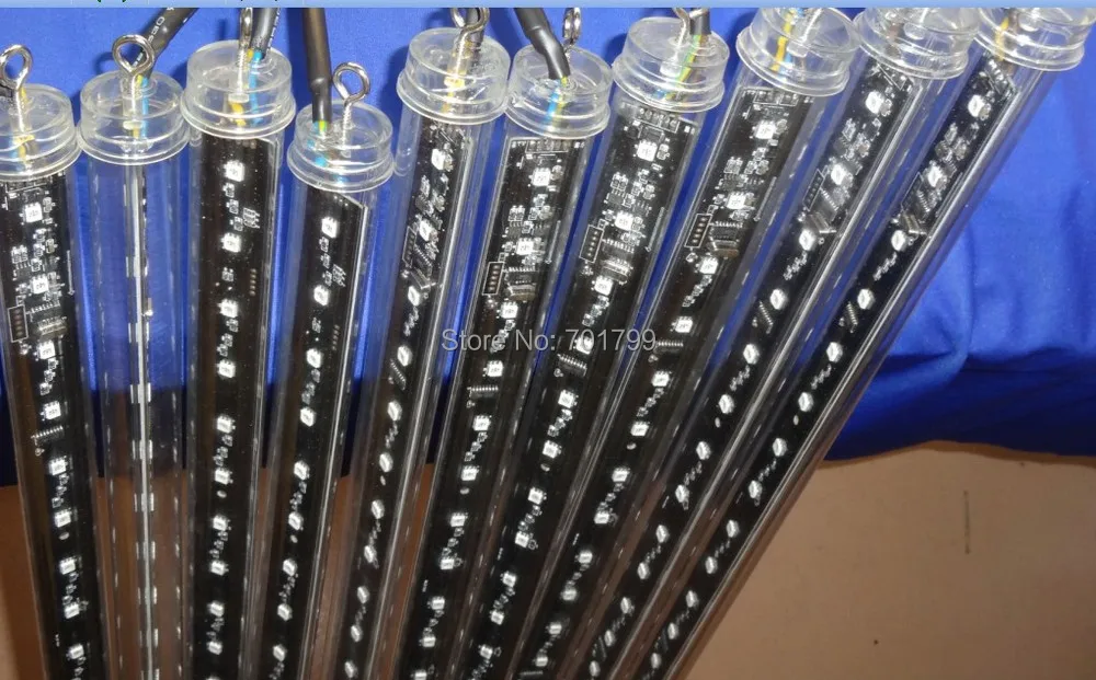 10 шт. DMX512 360 градусов 3D светодиодный цифровой Метеор трубки; освещение-водопад трубки; 1,0 м длиной; 16 пикселей/Каждая трубка; IP65; DC12V; диаметр 30 мм
