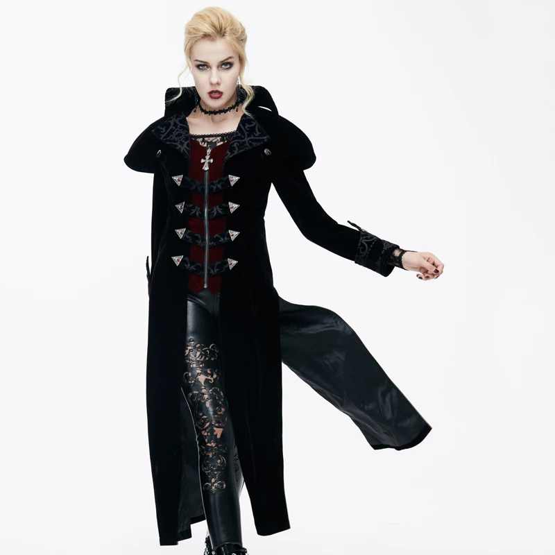 Женская приталенная куртка Devil Fashion длинное пальто в готическом стиле стимпанк