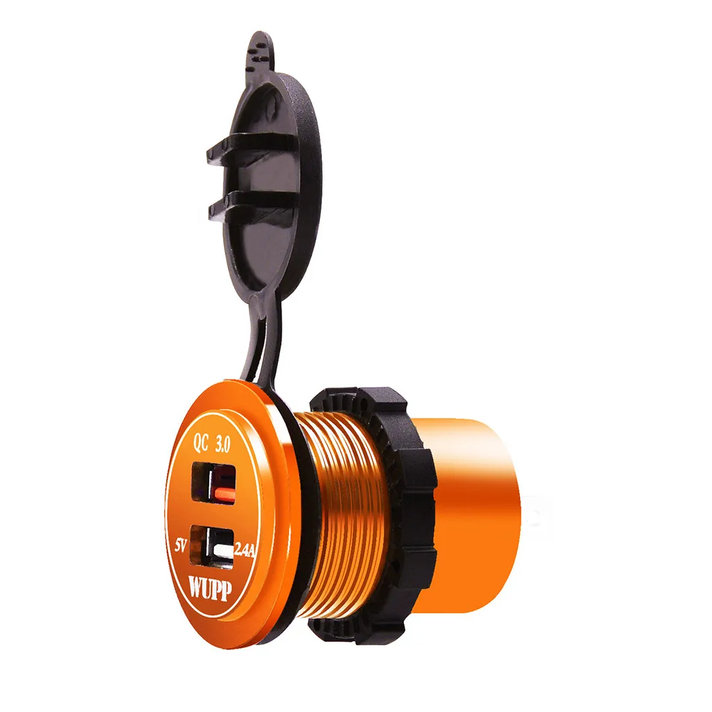 QC 3.0 Dual USB Charger Socket Voltmeter Quick Charge 3.0 Wire Waterproof for Car Motorcycle Mobile Phone Charger Fast QC#Y8