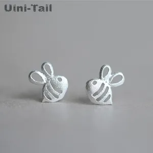 Серьги-гвоздики Uini-Tail женские из серебра 925 пробы, милые маленькие сережки в форме пчелы, модные ювелирные украшения в Корейском стиле