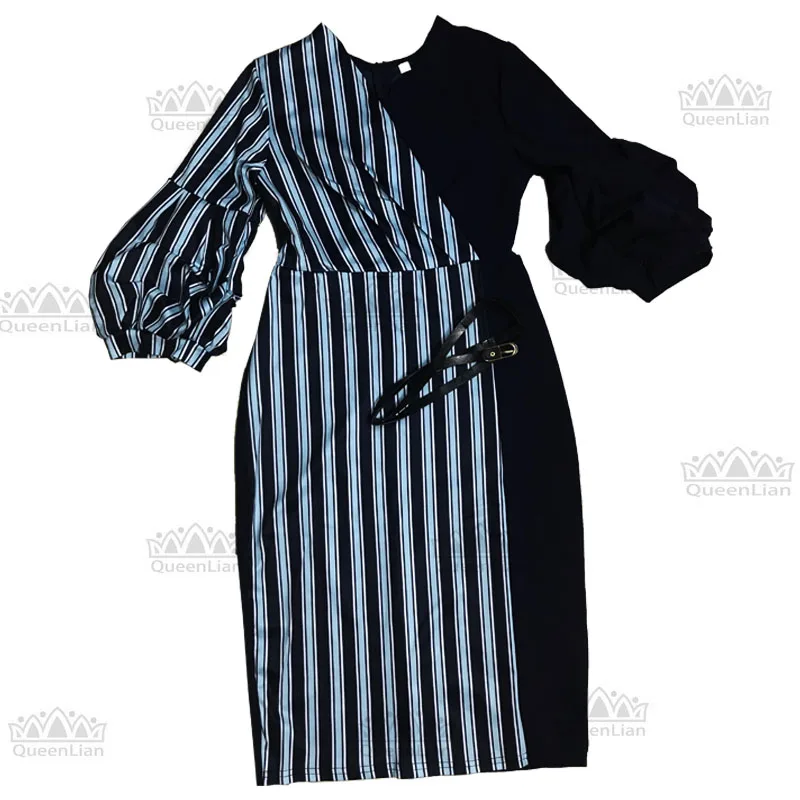 Dashiki African 3 Colors Long Dress For Women Traditional Print Clothing Puff Sleeve With Belt (ZC08#) | Тематическая одежда и