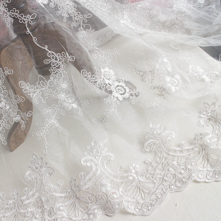 1.3*1meter embroidery Lace Fabric for wedding dress Embroidered applique party dresses fabrics DIY curtain bridal tulle | Дом и сад