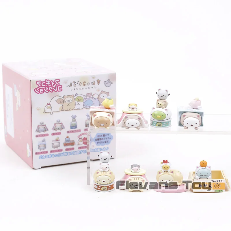 box Sumikko Gurashi Shirokuma тонкацу Неко tokage Pengin Мини Kawaii Фигурки Коллекция игрушек украшение автомобиля куклы 8 шт./компл - Цвет: box
