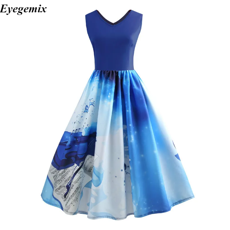 2018 Новое Женское винтажное платье большого размера с цветочным принтом летние