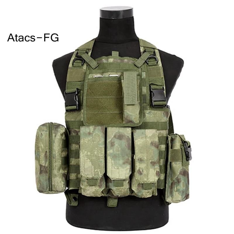 atacs fg Мультикам RRV тактический жилет нейлон Molle Камуфляжный жилет страйкбол тактическое снаряжение полиция Пейнтбол Wargame одежда бронежилет - Цвет: atacs fg