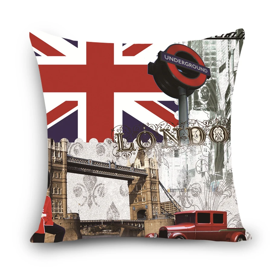 1 шт. Евро стиль дешевые подушки Англия Лондон Печать Декоративные пледы Подушка