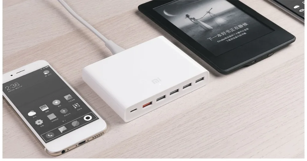 Оригинальное Xiaomi Mi USB-C 60 Вт(всего) зарядное устройство Smart output 1 type-C 5 USB-A Dual QC 3,0 Quick Charge 18 Вт x2+ 24 Вт(5 В = а макс