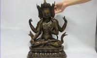 song voge gem s1616 16 tibet bronze copper three face head kwan yin four armed avalokitesvara buddha