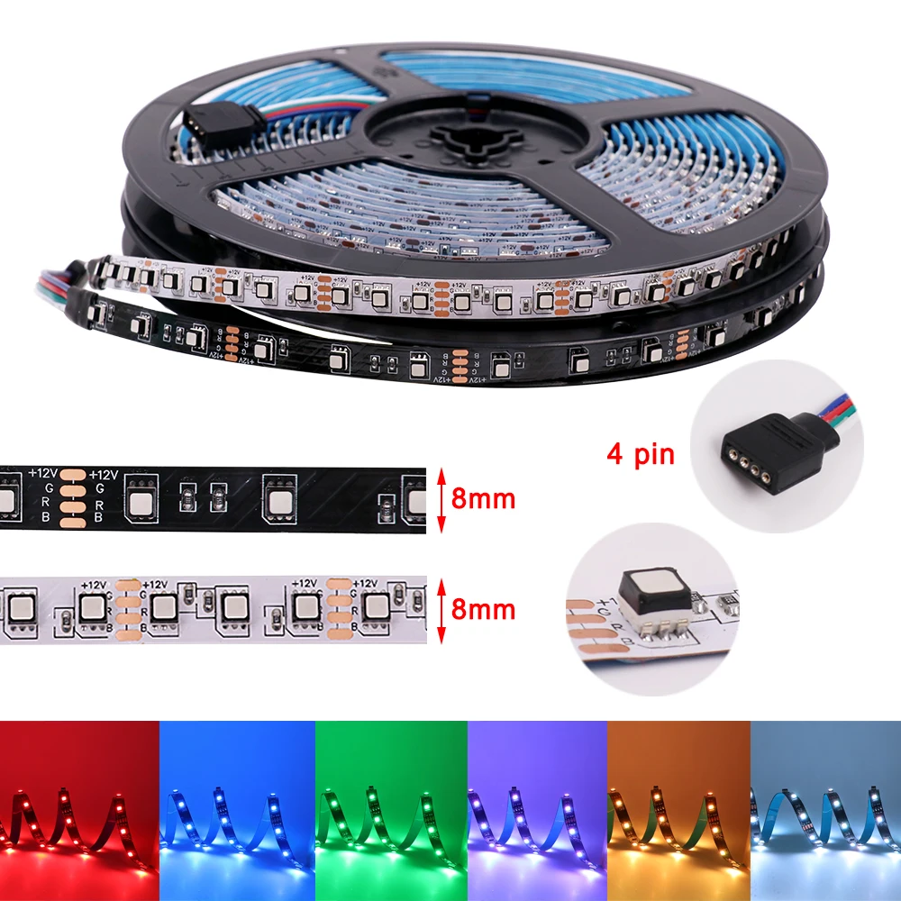 Светодиодная лента SMD3535 RGB 5 м 12 в 60/120 светодиодов белый черный водонепроницаемый