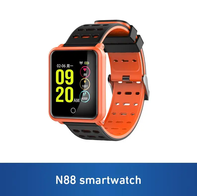 Orange Diggro N88 F15 Смарт часы IP68 водонепроницаемый цветной экран монитор сердечного ритма кровяного давления сменный Браслет для Android IOS - Цвет: Orange