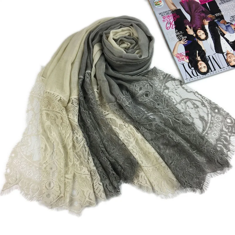 Новинка 2019 года Лидер продаж для женщин элегантный хлопок кружево Лоскутная шарф
