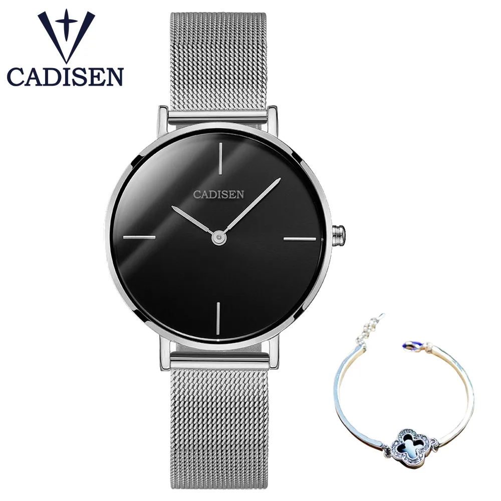 Black CADISEN, женские часы, набор, Топ бренд, Роскошные, розовое золото, женский браслет, часы для девушек, наручные часы, Montre Femme, Relogio Feminino - Цвет: Black