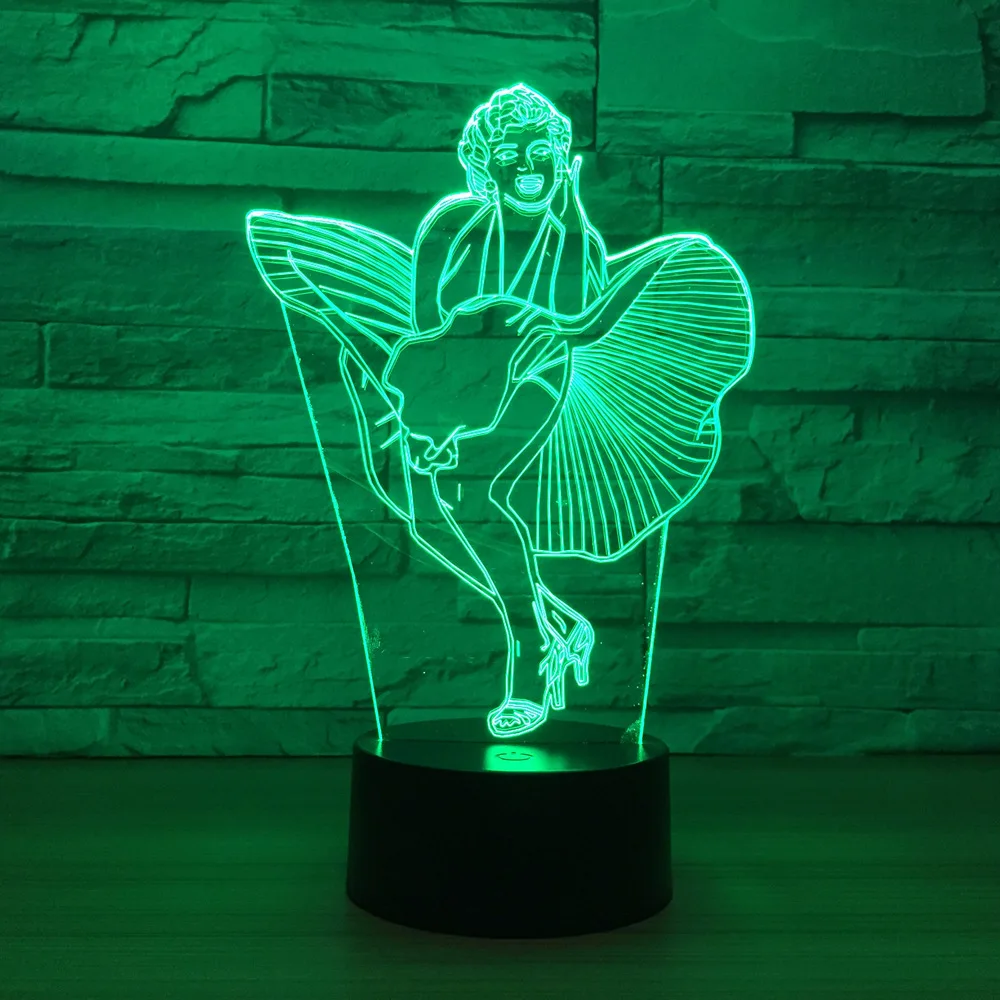 3d ночник Marilyn Monroe цветной сенсорный светодиодный визуальный подарок для спальни