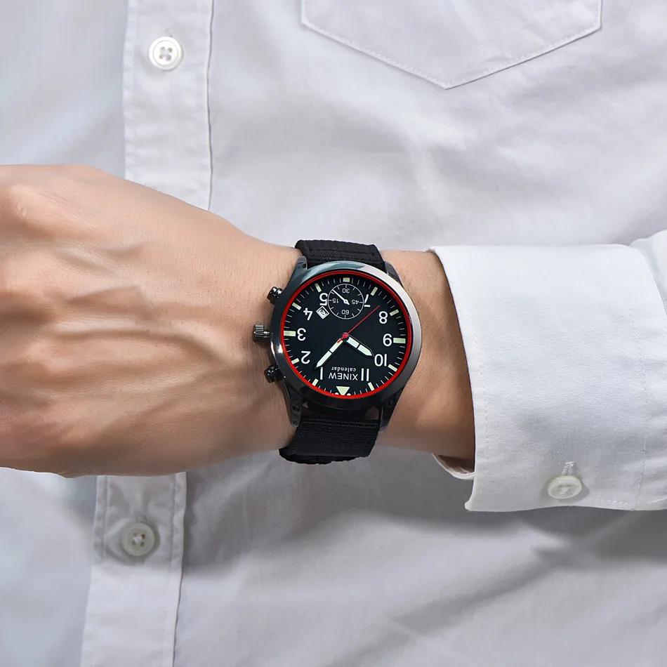 Мужские часы военные кварцевые армейские черные роскошные Спортивные