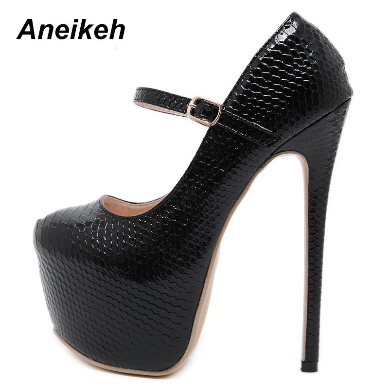 Aneikeh/ г.; модные женские туфли-лодочки из искусственной кожи на платформе и высоком каблуке; Летние пикантные вечерние туфли-гладиаторы с круглым носком и пряжкой на ремешке; женская обувь